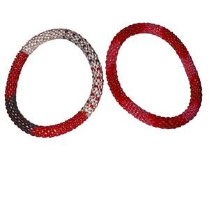 Set of 2 Sashka Co Hand Crafted Glass Bead Bracelets
